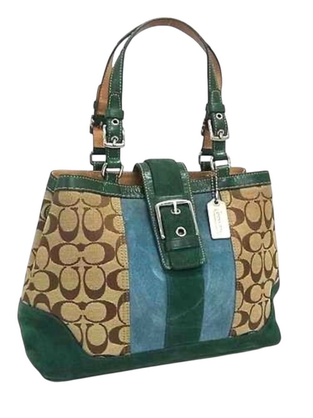 Coach Hamptons Vintage Signature Stripe Large Carryall Tote
